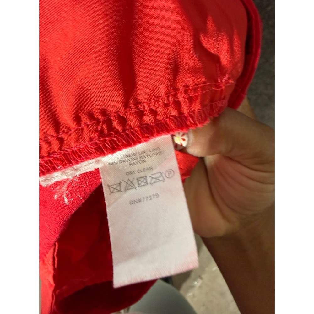 Ann Taylor Red Linen Blend High Waisted Paperbag Tie Belt Shorts Womens Size 2 - Picture 7 of 8